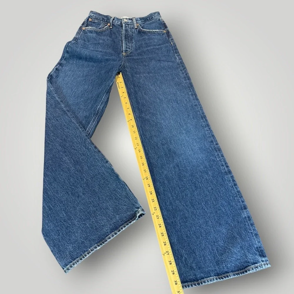 AGOLDE Dame High Rise Wide Leg Jeans‎ Dark Indigo Blue 24